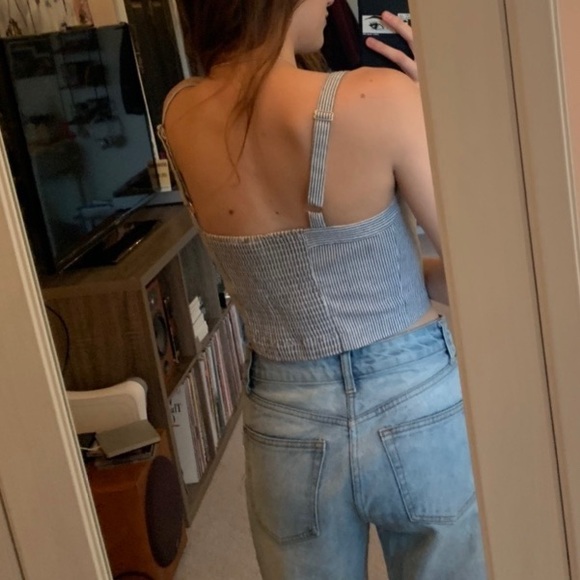 brandy melville pinstripe button front crop tank - Picture 2 of 2